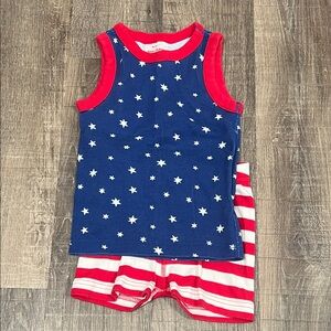 Hanna Andersson Blue Starry Top with Red Trim